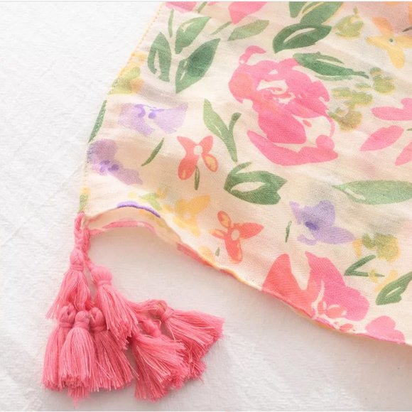 Tropical floral scarves for summer shawls and wraps pink yellow bohemian scarf - Picture 5 of 5